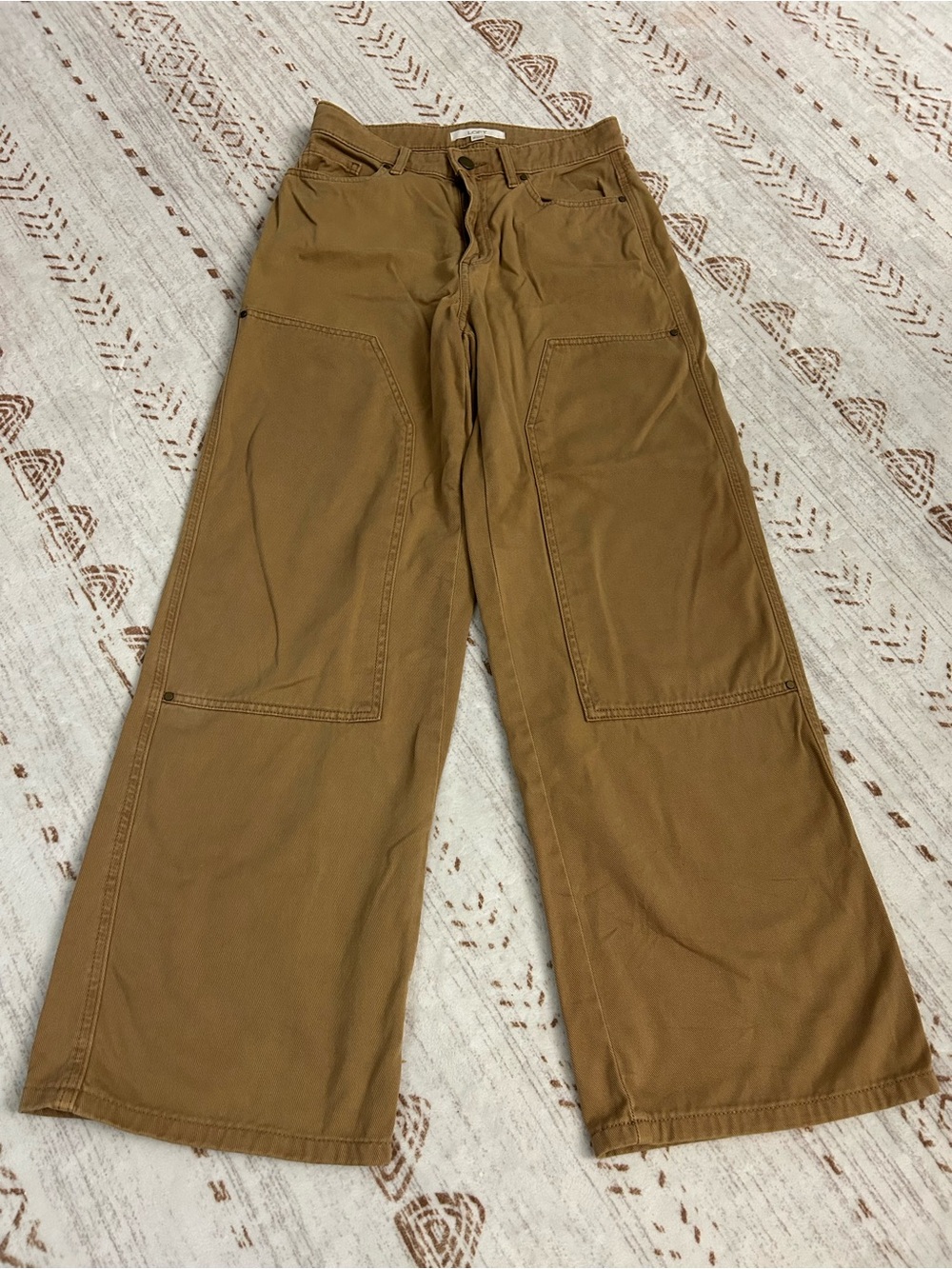 LOFT Wide-Leg Carpenter Pants in Brown Tan